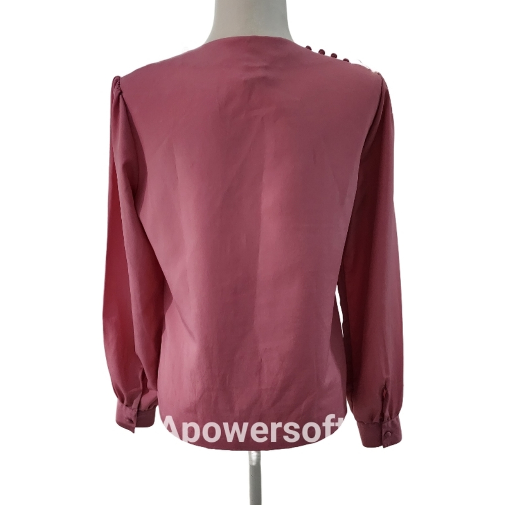 Shapely Vintage Pink Long Sleeve Top w Floral Embroidery - Picture 2 of 9